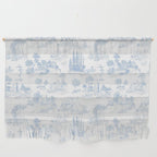 Toile de Jouy French Vintage Baby Blue & White Wall Hanging Gallery Image 1