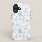 Toile de Jouy French Vintage Baby Blue & White iPhone Case Gallery Image 1