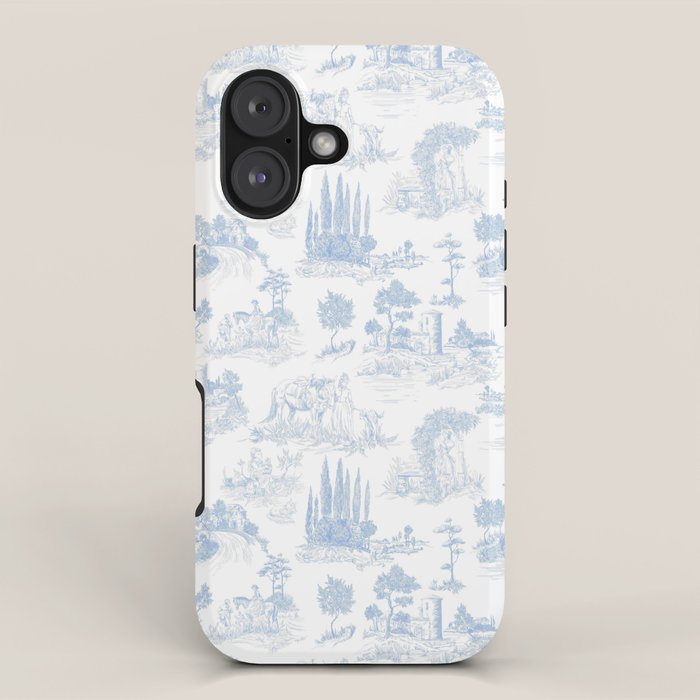 Toile de Jouy French Vintage Baby Blue & White iPhone Case Gallery Image 1