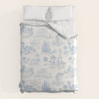 Toile de Jouy French Vintage Baby Blue & White Duvet Cover Gallery Image 6