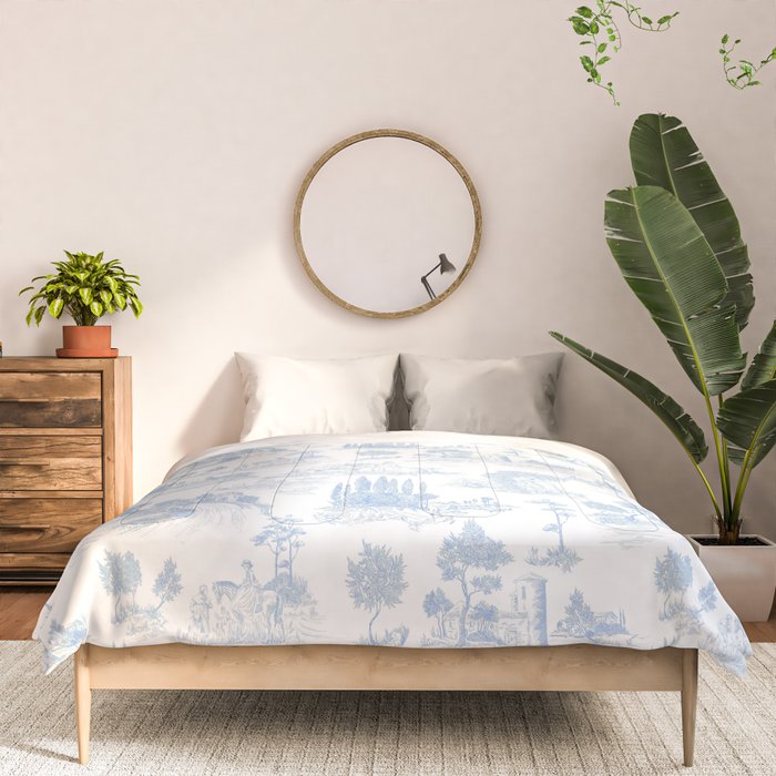 Toile de Jouy French Vintage Baby Blue & White Comforter Gallery Image 3