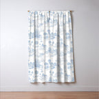 Toile de Jouy French Vintage Baby Blue & White Window Curtain Gallery Image 3