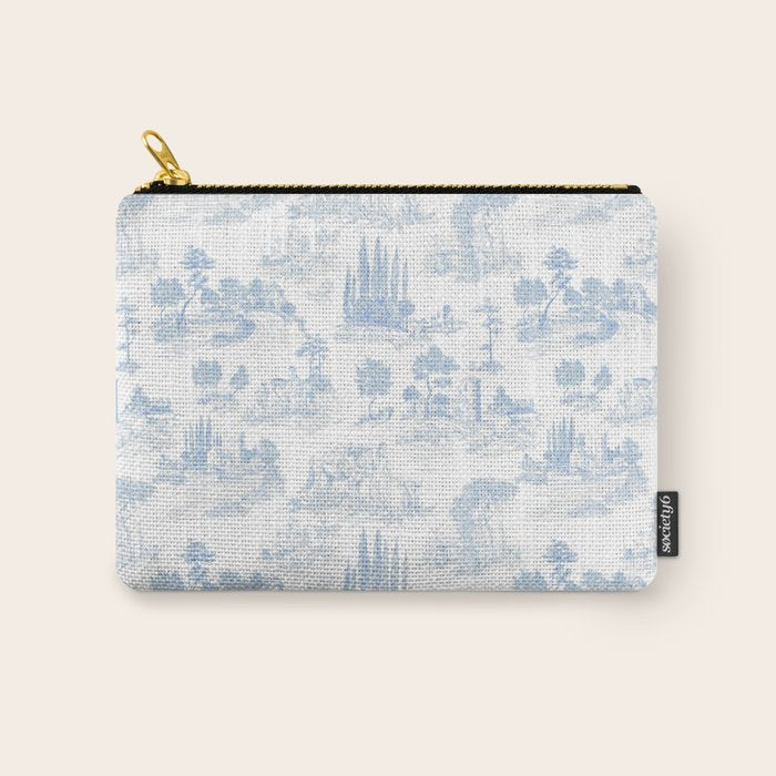 Toile de Jouy French Vintage Baby Blue & White Carry All Pouch Gallery Image 1