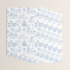 Toile de Jouy French Vintage Baby Blue & White Wrapping Paper Gallery Image 3