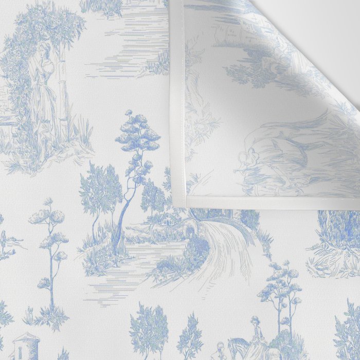Toile de Jouy French Vintage Baby Blue & White Wall Tapestry Gallery Image 3