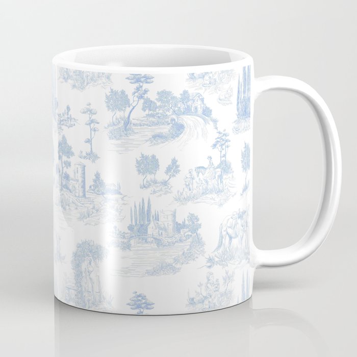 Toile de Jouy French Vintage Baby Blue & White Coffee Mug Gallery Image 1