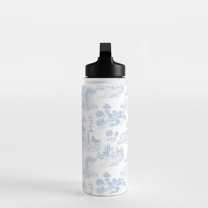 Toile de Jouy French Vintage Baby Blue & White Water Bottle Gallery Image 3