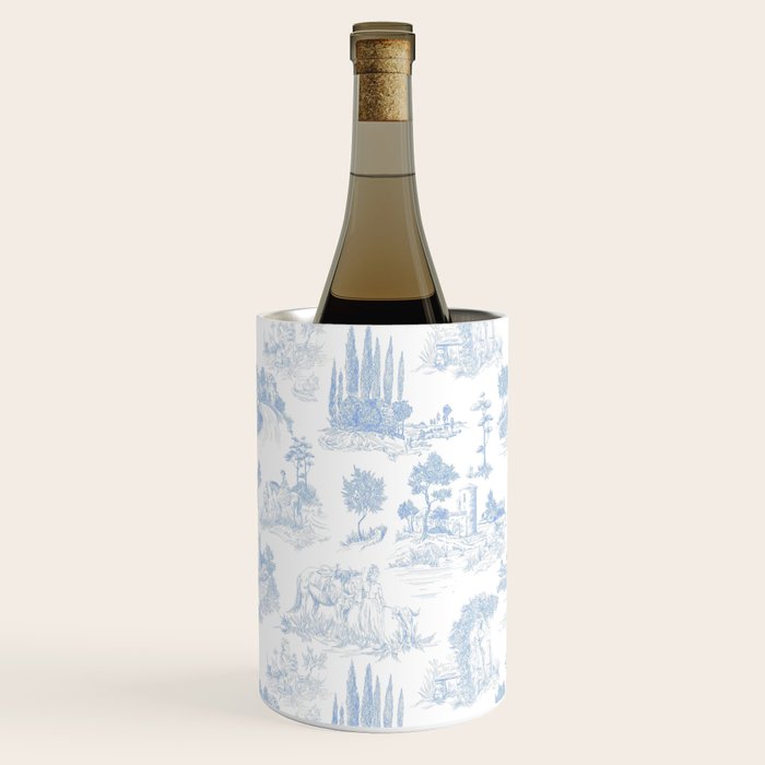 Toile de Jouy French Vintage Baby Blue & White Wine Chiller Gallery Image 1