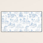 Toile de Jouy French Vintage Baby Blue & White Desk Mat Gallery Image 3