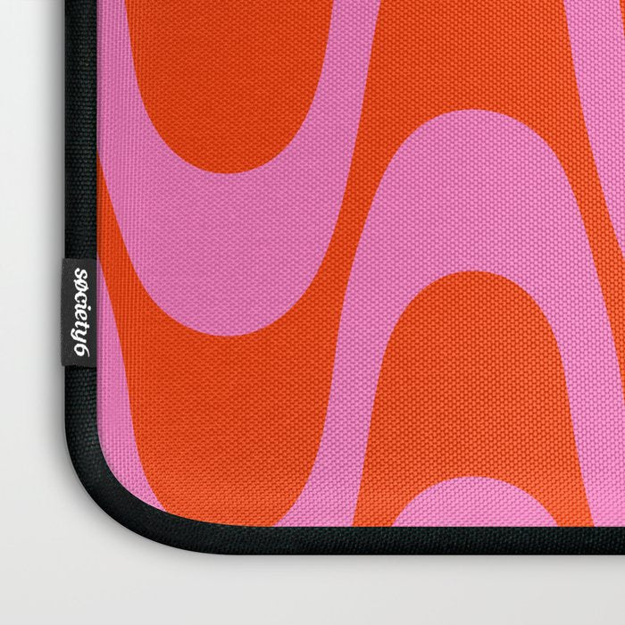 Retro Groovy Waves - Red and Pink Laptop Sleeve Gallery Image 3