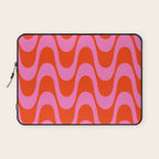 Retro Groovy Waves - Red and Pink Laptop Sleeve Gallery Image 1