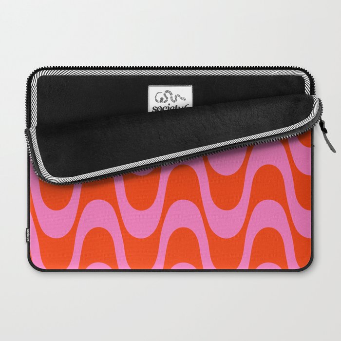 Retro Groovy Waves - Red and Pink Laptop Sleeve Gallery Image 2