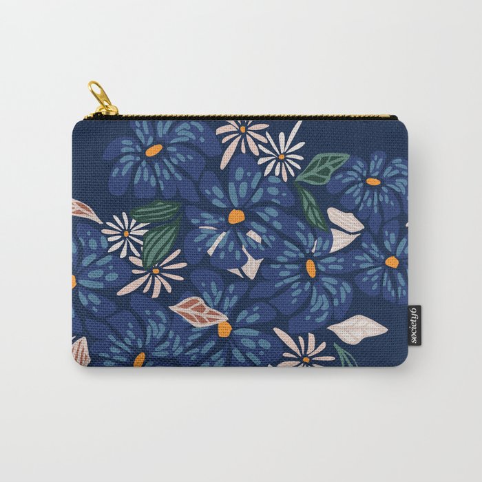 Floral abundance Blue Carry All Pouch Gallery Image 1