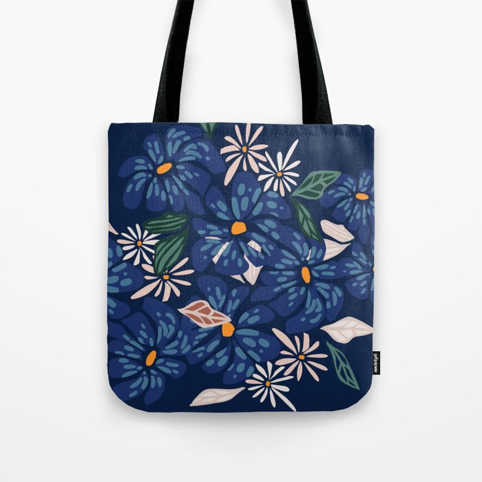 Floral abundance Blue Tote Bag Gallery Image 1