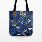 Floral abundance Blue Tote Bag Gallery Image 1