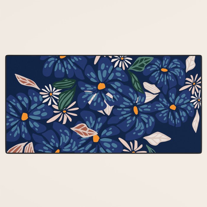 Floral abundance Blue Desk Mat Gallery Image 3