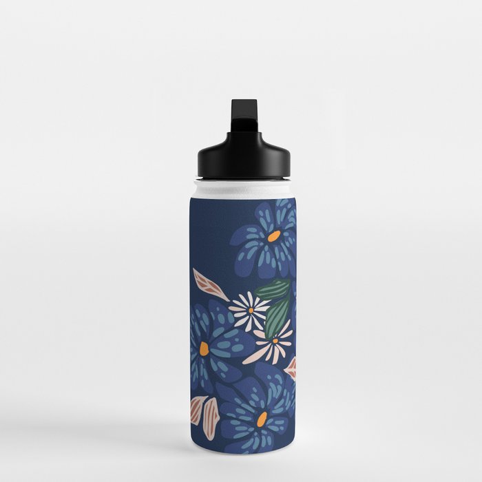Floral abundance Blue Water Bottle Gallery Image 3