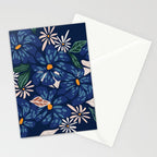 Floral abundance Blue Stationery Card Gallery Image 2