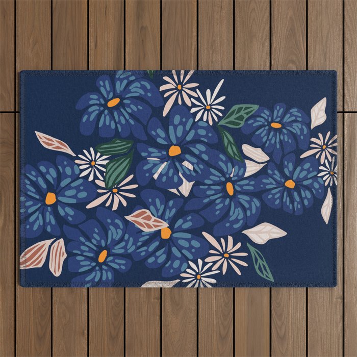 Floral abundance Blue Outdoor Rug Gallery Image 1