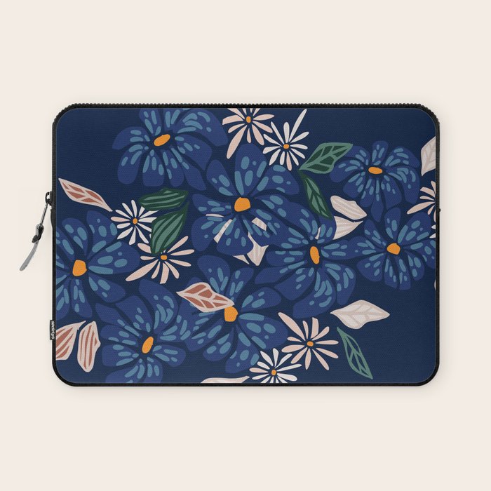 Floral abundance Blue Laptop Sleeve Gallery Image 1