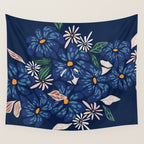 Floral abundance Blue Wall Tapestry Gallery Image 4