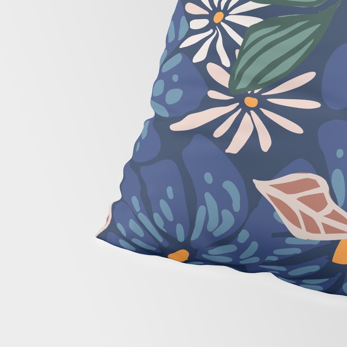 Floral abundance Blue Pillow Sham Gallery Image 4