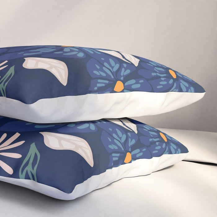 Floral abundance Blue Pillow Sham Gallery Image 3
