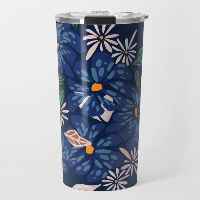 Floral abundance Blue Travel Mug Gallery Image 1
