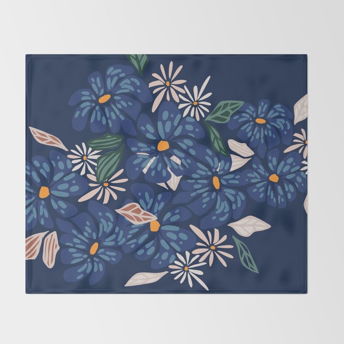 Floral abundance Blue Throw Blanket Gallery Image 2