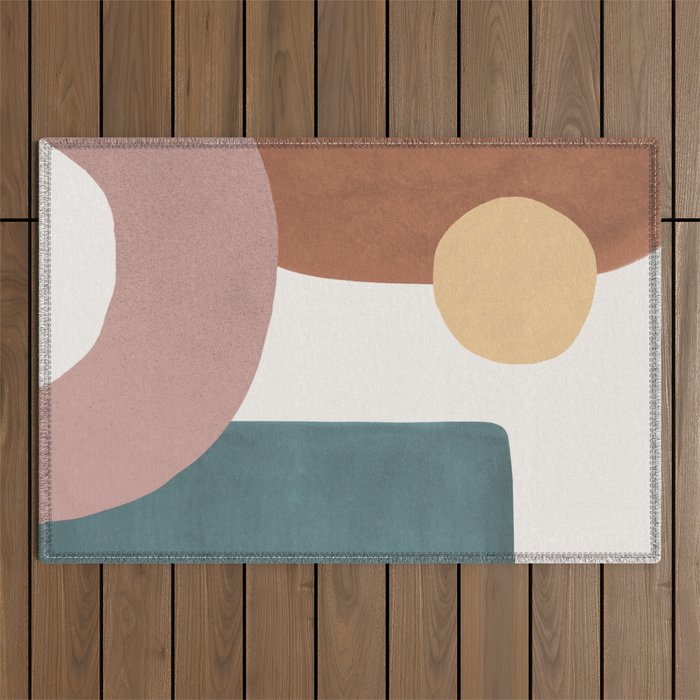 Abstract Earth 1-1 - Painted Shapes Outdoor Rug Gallery Image 1