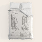 Nasa Space Shuttle Patent - Nasa Shuttle Art - Black And White Duvet Cover Gallery Image 6