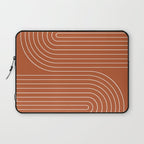 Minimal Line Curvature IX Red Mid Century Modern Arch Abstract Laptop Sleeve Gallery Image 1