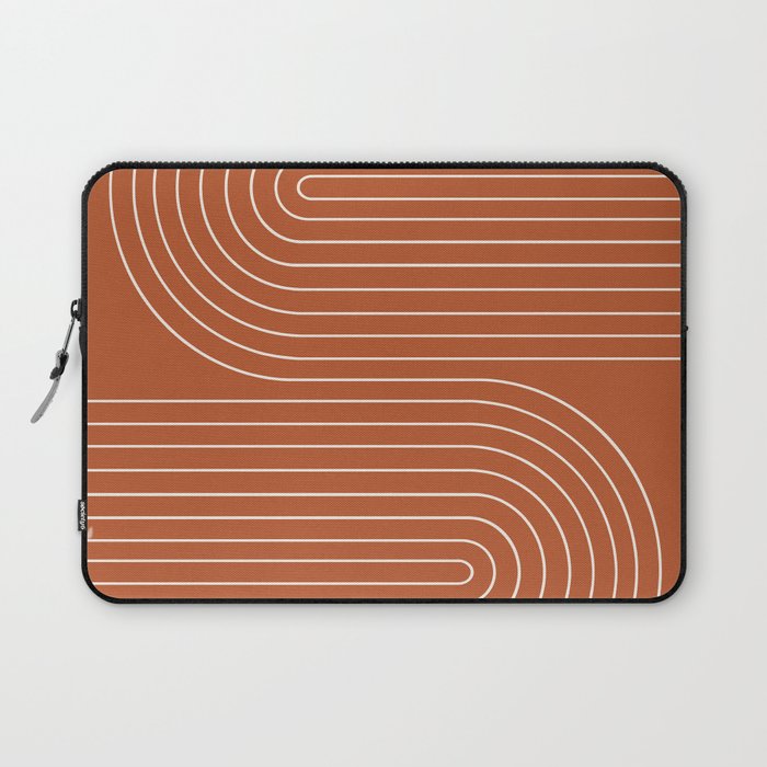 Minimal Line Curvature IX Red Mid Century Modern Arch Abstract Laptop Sleeve Gallery Image 1