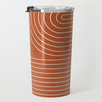 Minimal Line Curvature IX Red Mid Century Modern Arch Abstract Travel Mug Gallery Image 3