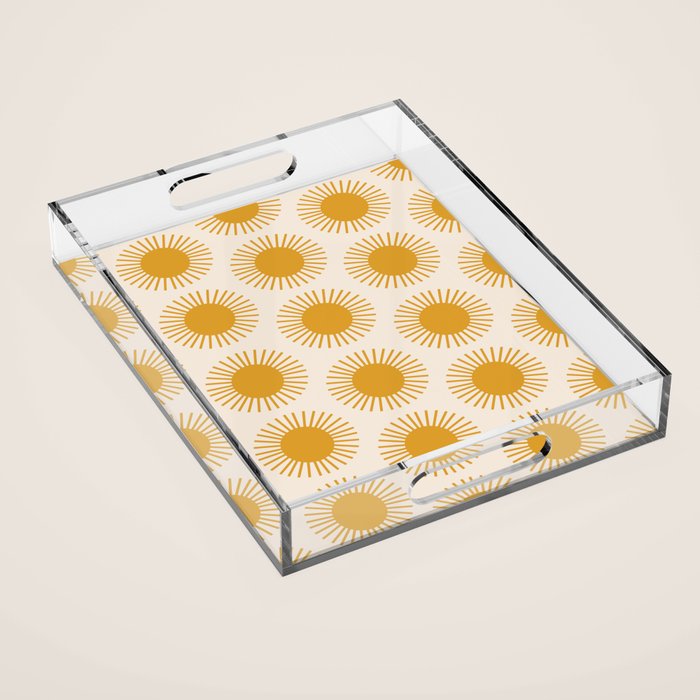 Boho Summer Sun Pattern I Golden Acrylic Tray Gallery Image 1
