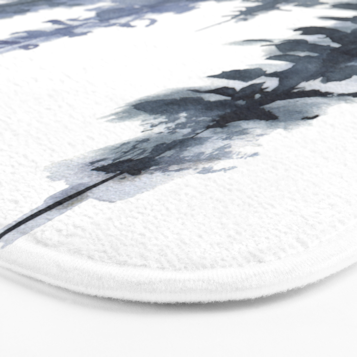 Blue Forest, Abstract Watercolor Bath Mat Gallery Image 3