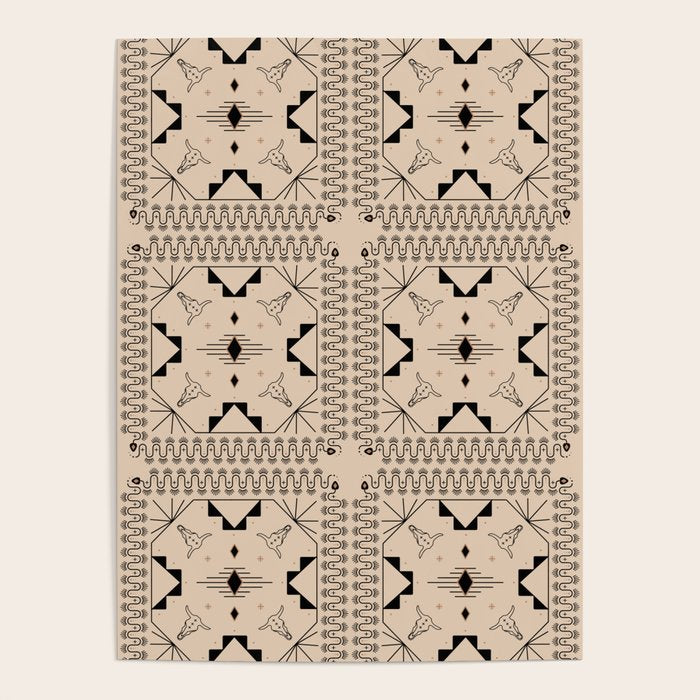 Lost Desert Tile - Black & Camel Poster Gallery Image 4