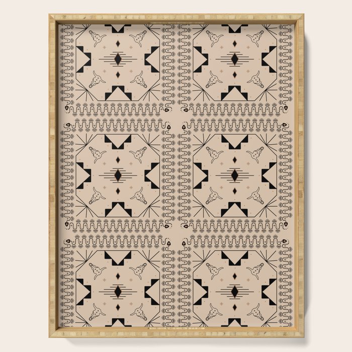 Lost Desert Tile - Black & Camel Serving Tray Gallery Image 1