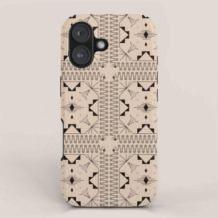 Lost Desert Tile - Black & Camel iPhone Case Gallery Image 1