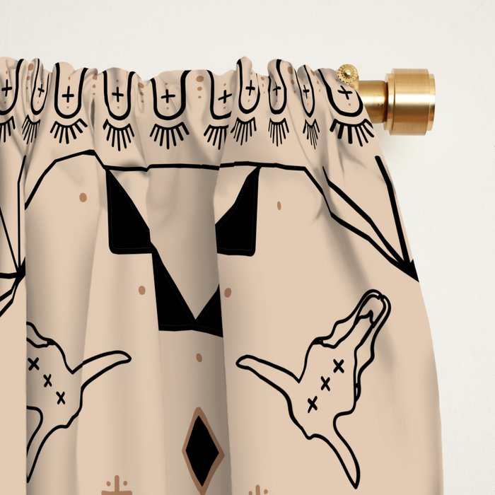 Lost Desert Tile - Black & Camel Window Curtain Gallery Image 2