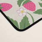 Strawberries - pink and green on alabaster Desk Mat Gallery Image 4