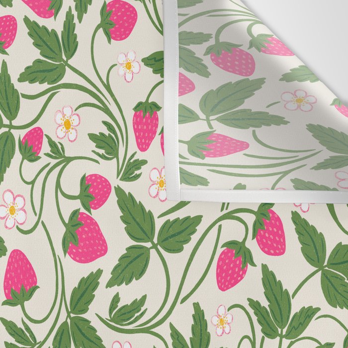 Strawberries - pink and green on alabaster Wall Tapestry Gallery Image 3