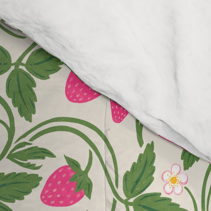 Strawberries - pink and green on alabaster Comforter Gallery Image 4