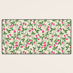 Strawberries - pink and green on alabaster Desk Mat Gallery Image 3