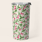 Strawberries - pink and green on alabaster Travel Mug Gallery Image 2