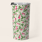 Strawberries - pink and green on alabaster Travel Mug Gallery Image 3