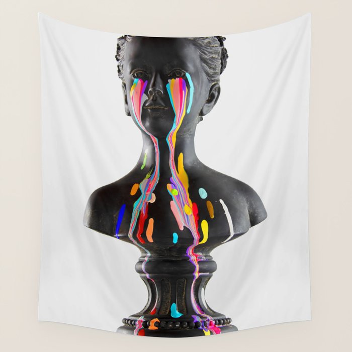 The Girl With Stars In Her Eyes (On White) Wall Tapestry Gallery Image 4