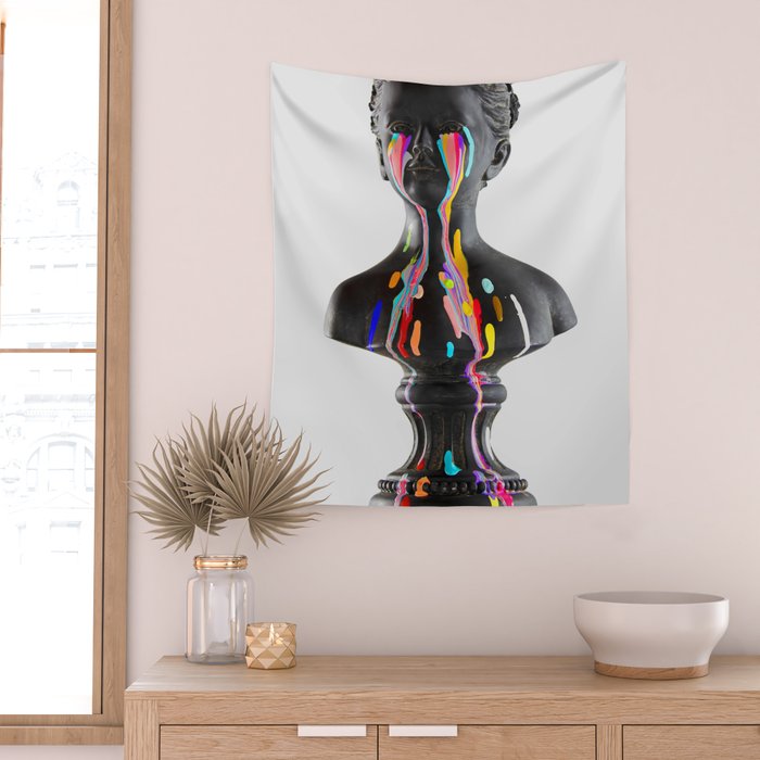 The Girl With Stars In Her Eyes (On White) Wall Tapestry Gallery Image 2