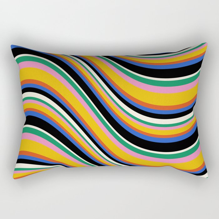 Wavy Stripes XIII - Bold Retro Rectangular Pillow Gallery Image 1