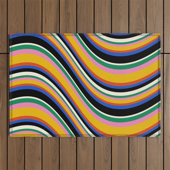 Wavy Stripes XIII - Bold Retro Outdoor Rug Gallery Image 1